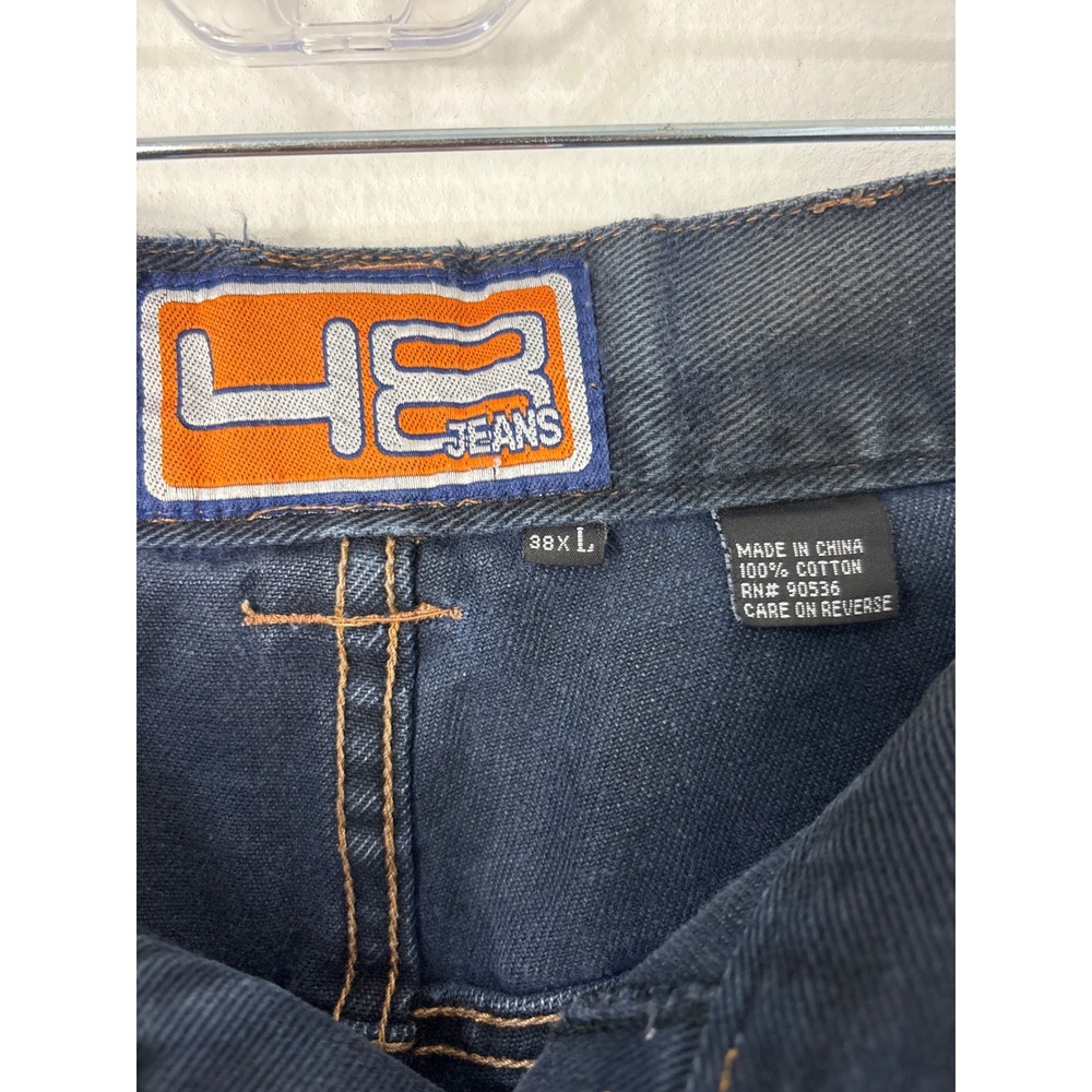 Y2K 48 Jeans Mens 38 Thrashed Hip-Hop Skater‎ Baggy Carpenter Jeans Patches - Picture 4 of 11